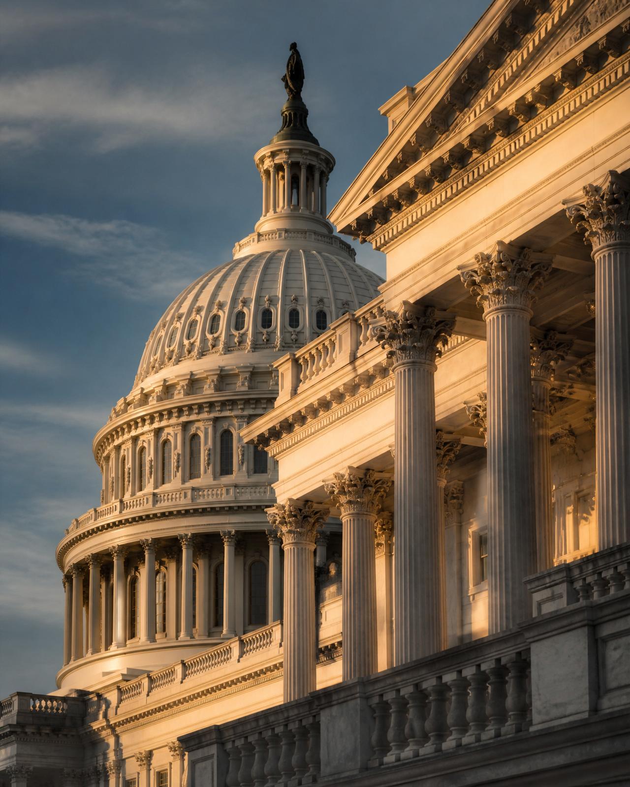 U.S. Capitol dome at golden hour — federal contracting advisory